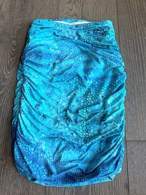 Exotica Marine Dream Slinky Silky Ruched Mini Skirt Size Medium